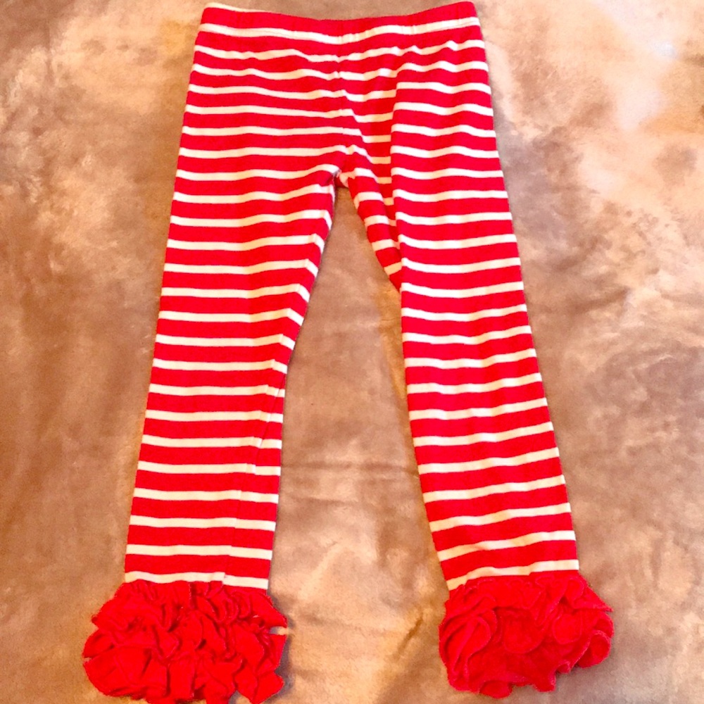 Red white ruffle leggings